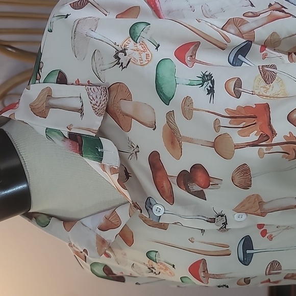 Mushroom shirt mens size large tan brown orange green - Picture 1 of 9